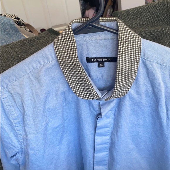 Blue button up (buttons hidden) - Picture 2 of 4